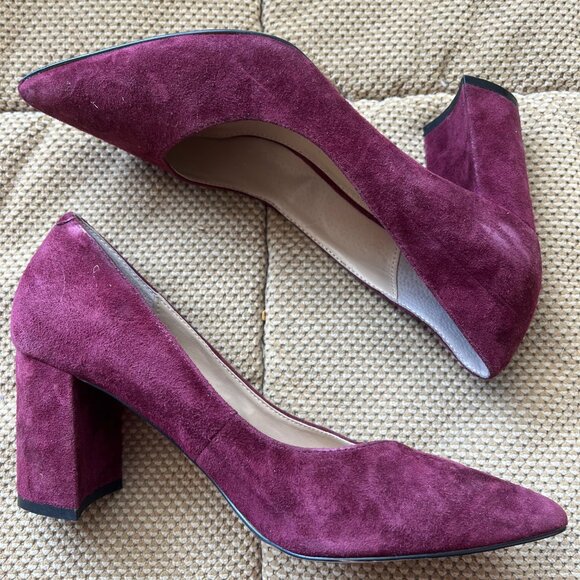 Steve Madden Savy Purple Suede Block Heel Pump Size 8.5M Slip On Shoes - Picture 3 of 10